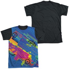 Nerf Neon Collage Adult Halloween Costume T Shirt (Black Back), S-3XL