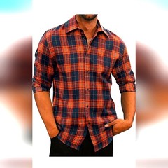 JMIERR Men’s Flannel Shirt size L Long Sleeve Button-Down Plaid Black Cotton