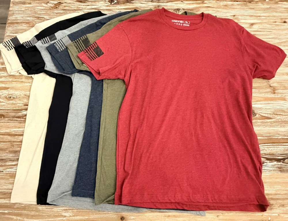 Lot of 6 Patriot Crew USA Flag Mens Large Perfect Fit Performance Tees