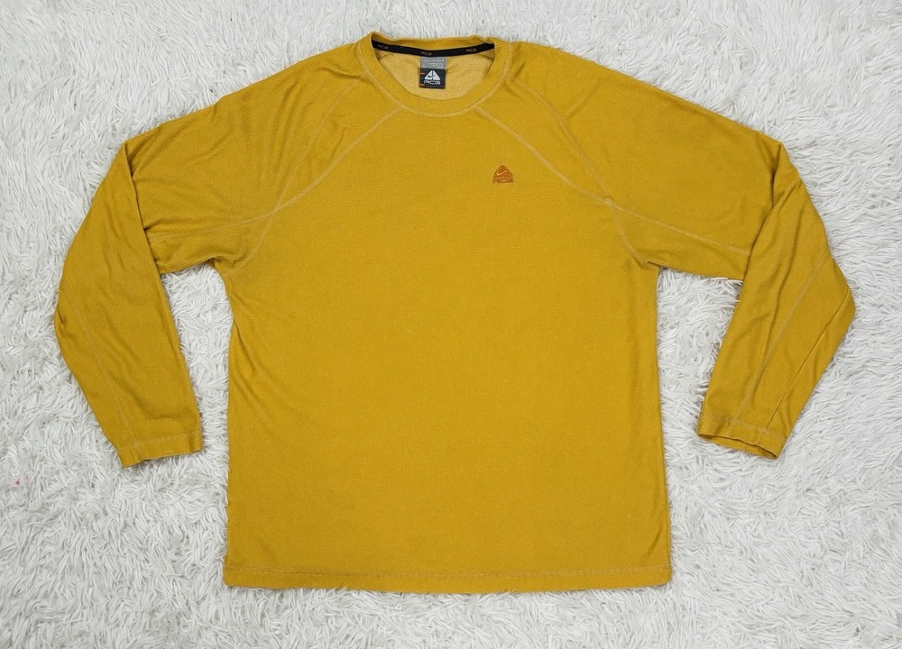 Vintage 2000s Nike ACG Waffle Thermal Shirt Mens L Mustard Yellow Gorpcore