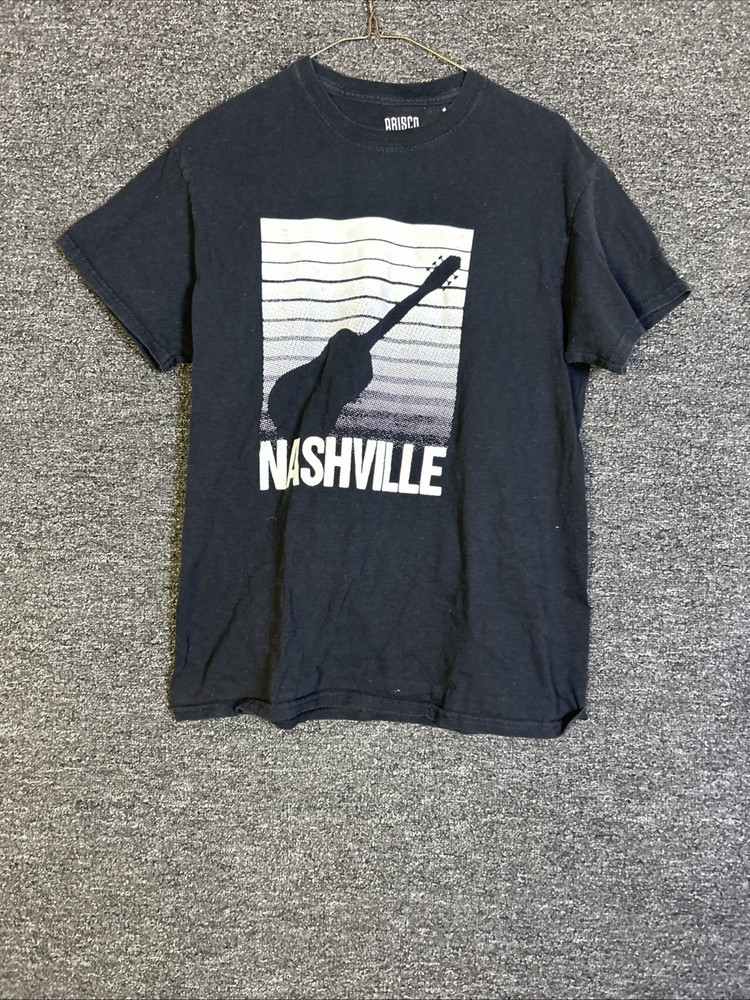 Brisco Brands Men’s Size Medium 100% Cotton Plain Black Nashville Graphics Tee