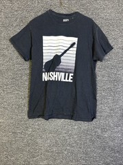 Brisco Brands Men’s Size Medium 100% Cotton Plain Black Nashville Graphics Tee