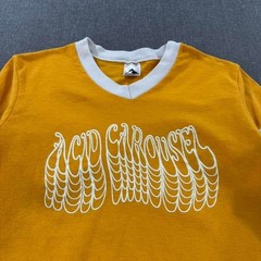 Acid Carousel T-shirt Raglan Psychedelic Rock Yellow Band Tee Mens Small