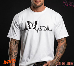 Unisex Butterfly Heartbeat Lifeline T shirt Men T shirt Women valanity Romantic