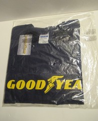 XL Vintage Goodyear Official New Navy T Shirt Yellow Winged Logo Gildan Cotton