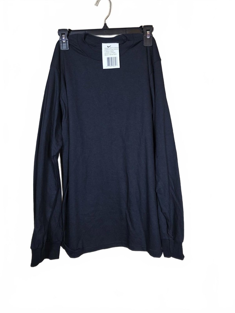 Gildan Men’s Heavy Cotton Long Sleeve T-Shirt, Style G5400, 2-Pack, Black, Small