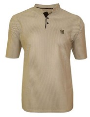 Men’s Easy Care Grandad Strip Tee Shirt in Size 2XL-6XL 4 Colours