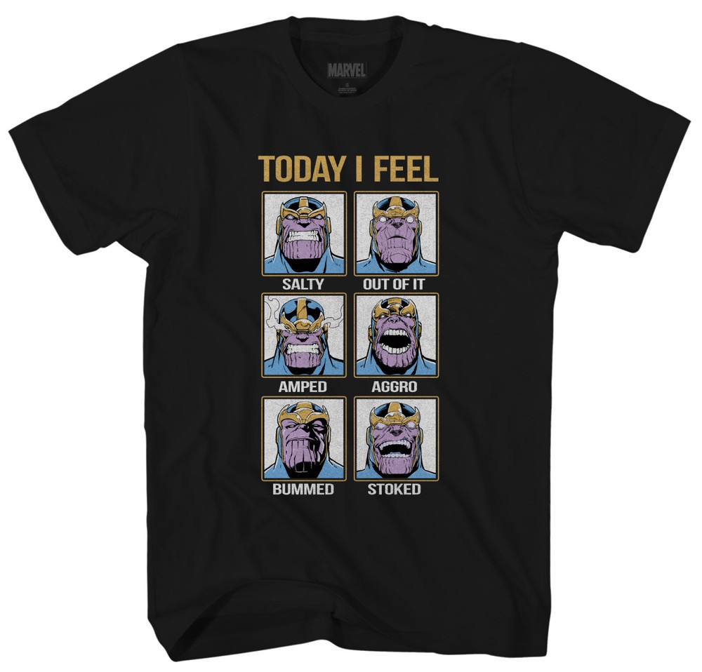 Marvel Thanos Today I Feel Men’s Black T-Shirt New