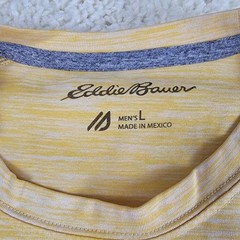 Eddie Bauer Mens Large Yellow Marled Short Sleeve T Shirt FREE-DRY Athleisure