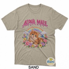 Alpha Male Funny Kitten Rainbow Floral T-Shirt