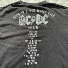 H&M Shirt Mens L Gray AC/DC Back In Black World Tour Band Graphic T Shirt