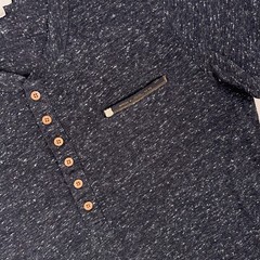 DIESEL Lightweight Stretch Slub Henley T-Shirt Mens M Slim Fit Heather Dark Gray
