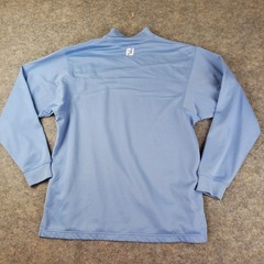 Foot Joy Shirt Mens Medium Blue High Neck Long Sleeve Logo Stretch Pullover