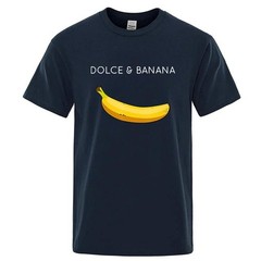 Men Summer Banana Print Cotton Blend Loose Fit O-neck T-shirt Casual Tee