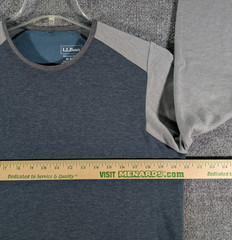 LL Bean Shirt Mens Medium Gray Blue Crew Wool Blend Fleece Lined Long Sleeve