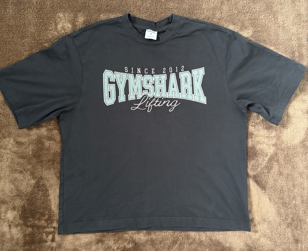 Gymshark Oversized Boxy T Shirt Mens Medium M Black Lifting Embroidered Fits XL