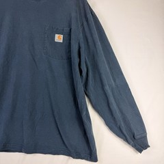 Carhartt Men’s Original Fit L Blue Pocket Long Sleeve T-Shirt K126 100% Cotton