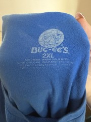 Buc-ees T-Shirt Large Blue Graphic Tee Texas Flag Logo Cotton Travel Roadtrip
