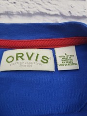 Orvis T-Shirt Blue Solid Cotton Pocket Logo Camp Outdoors Hiking Men Size Large