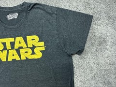 Star Wars Shirt Mens Large Charcoal Gray Yellow Logo Graphic Tee Old Navy Movie