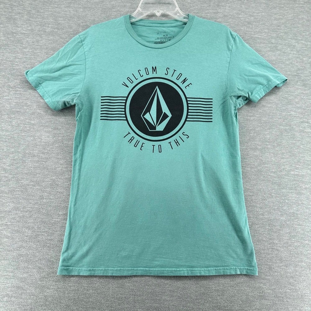 Volcom T-Shirt Mens Medium Teal True To This Graphic Stone Logo Short Sleeve Tee