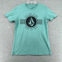 Volcom T-Shirt Mens Medium Teal True To This Graphic Stone Logo Short Sleeve Tee