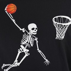 Skeleton Dunking T Shirt Mens Size Large Black Basketball Alley Oop Skull