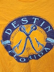 Anvil Lightweight Adult Medium Yellow Hook Print Destin, Florida T-shirt