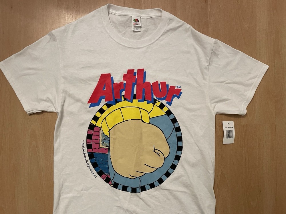 Vintage 2001 Arthur Graphic Fist T-shirt White Medium Meme Fruit of the Loom