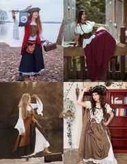 Maxi Long Renaissance Skirts for Women Double Layered Ren Faire Costume