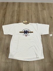 NWT VTG 90s LEVIS 501 Promo Genuine USA Made Jeans White Tee T-Shirt Mens Large