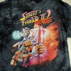 Street Fighter 2 Turbo Shirt Mens Medium Graphic Print Black Tie Dye Video Game