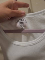 Von Dutch Originals Medium Mens Ribbed White Tank Slim Fit Scoop Neck