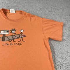 VTG Life is Crap “No Skateboarding” T-Shirt Orange Adult Men’s Size Medium Tee *