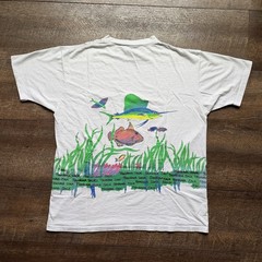 Vintage Mens XL Panama Jack Aquarium Fish Ocean Wrap Around Nature Tee