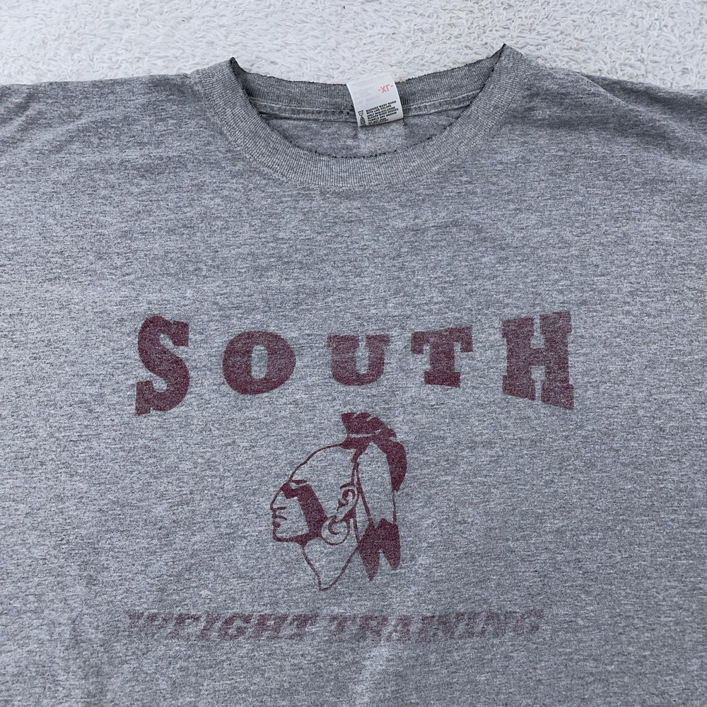 Vtg Toms River New Jersey South Weight Training Shirt XL Heather Gray Tee Gym