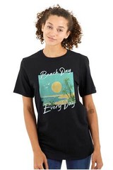 Retro Beach Day Every Day Summer Sunrise Womens or Mens Crewneck T Shirt Tee