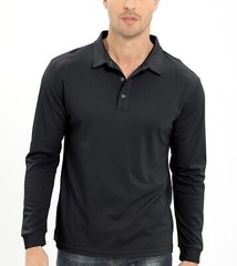 Men’s Polo Shirt Long Sleeve Outdoor Golf T Shirt 3-Button Quick Dry Lightweight