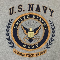 US NAVY – Vtg Gray Global Force For Good Block Letter USN T-shirt, Mens 2XL