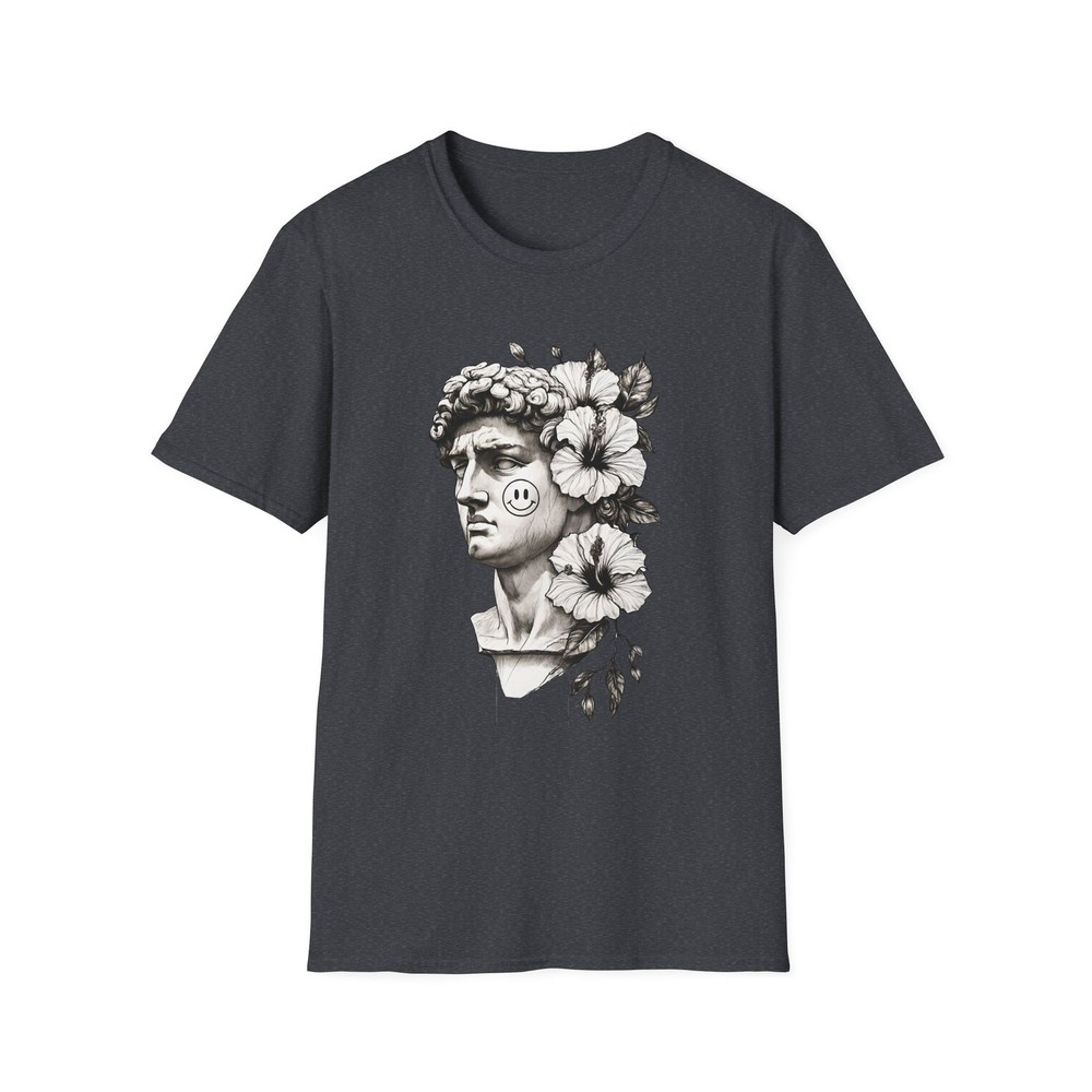 Floral David Statue T-Shirt, Art Lover Gift, Trendy Graphic Shirt, Everyday