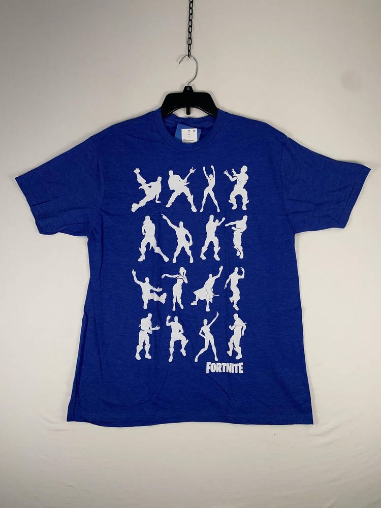Fortnite Shirt Mens Large Blue Emote Dances Video Game Graphic Tee T-Shirt