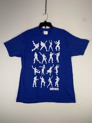 Fortnite Shirt Mens Large Blue Emote Dances Video Game Graphic Tee T-Shirt