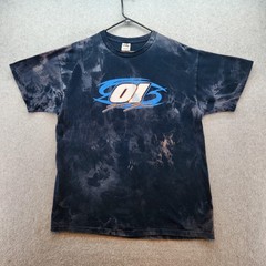 Racing 01 Shirt Mens XL Black Bleach Tie Dye Sponsors Graphic Dirt Track Tee