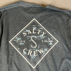Salty Crew T Shirt Men Large UPF 40+Technical Long Sleeve Tackle Fishing Blue