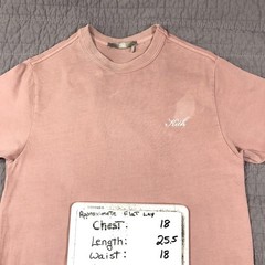 Kith Shirt Men XS Pink Script Logo Embroidered Tee Crewneck Distressed Patina