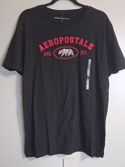 Men’s Aeropostale Nwt Black w Red Graphic Crew Neck Tshirt Size L