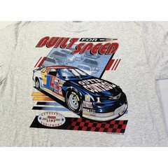 “Built For Speed” Racing Hanes Heavyweight 50/50 Light Grey T-Shirt Size Large