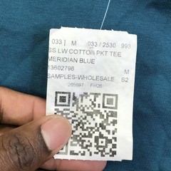 Eddie Bauer Shirt Mens Medium Meridian Blue Pocket Tee Tagless Sample Cotton