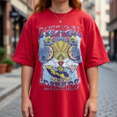 70s Retro Sun Moon T Shirt Oversized Aesthetic Trippy Mushroom Hippie Top Tee