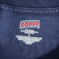 Soffe Vintage Navy Logo Long Sleeve T-Shirt Fits Men’s Size Large Blue Yellow